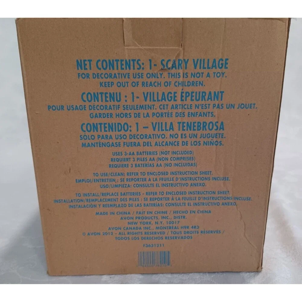 AVON PRODUCTS SCARY VILLAGE TRAIN STATION LIGHTS SOUNDS MOVEMENT 2012 WORKS
